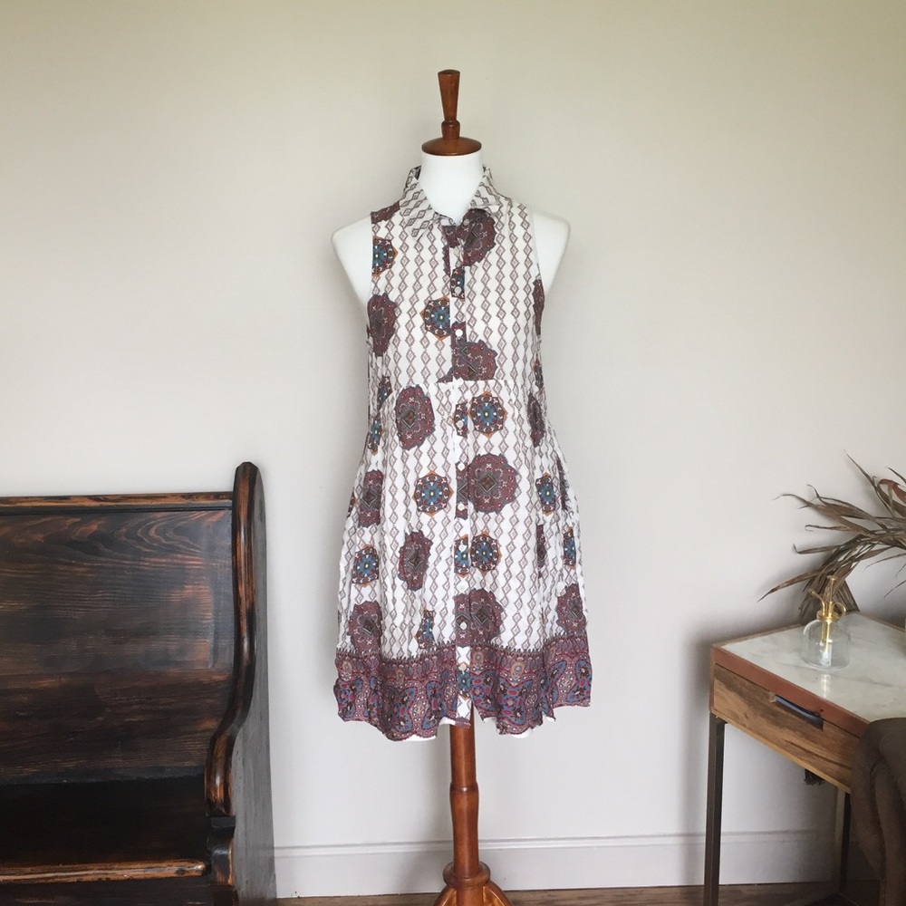 🎉 Entro Paisley Oversized Shirt Dress With Pockets